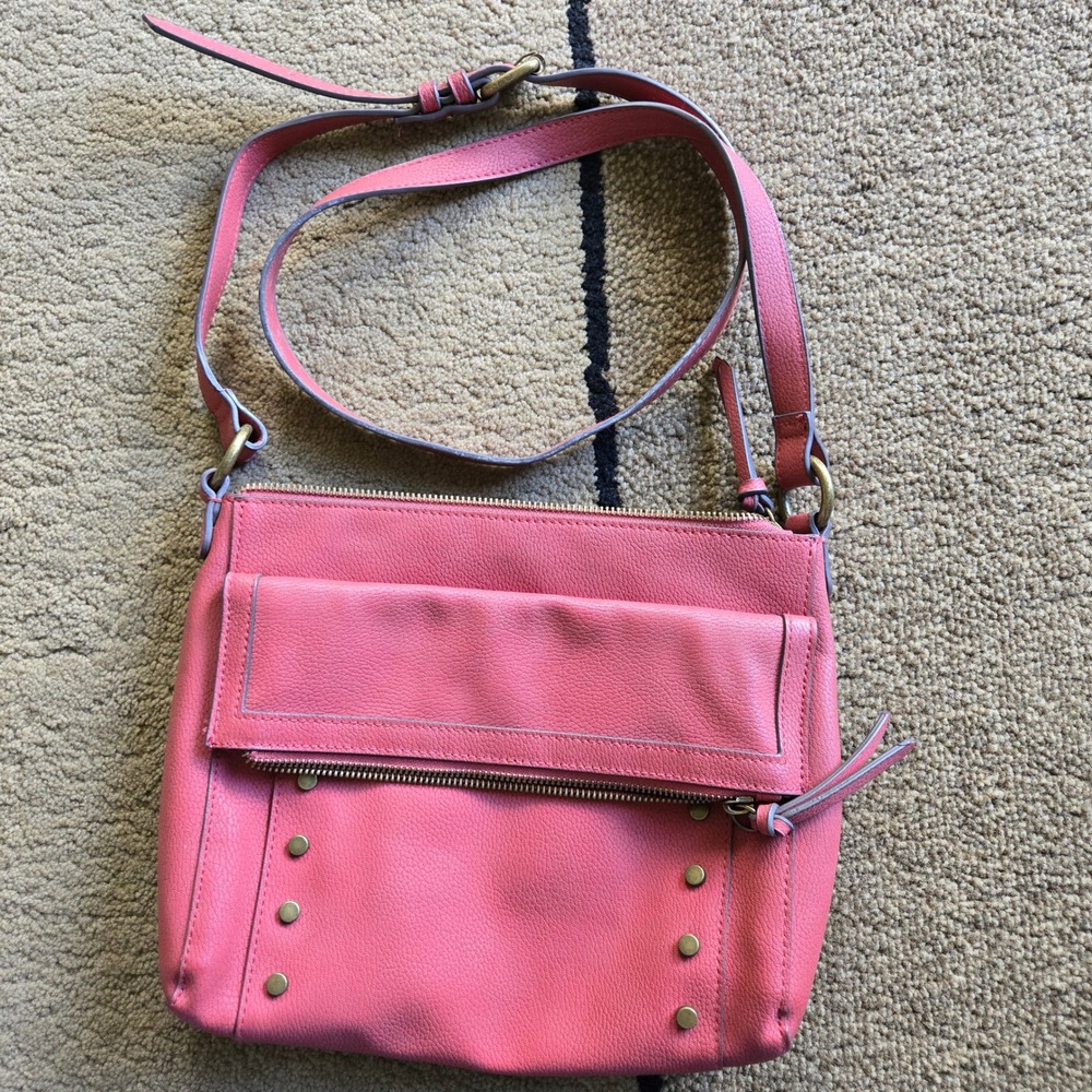 Sonoma Goods for Life Coral Pink Pebbled Crossbody Bag Studded Brass Hardware